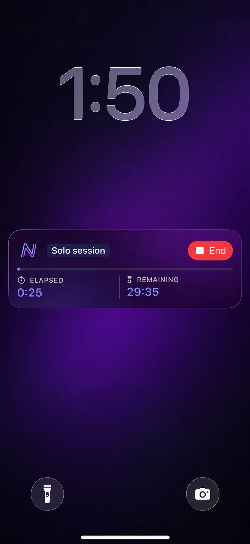 Study app Live Activity on a clean lock screen